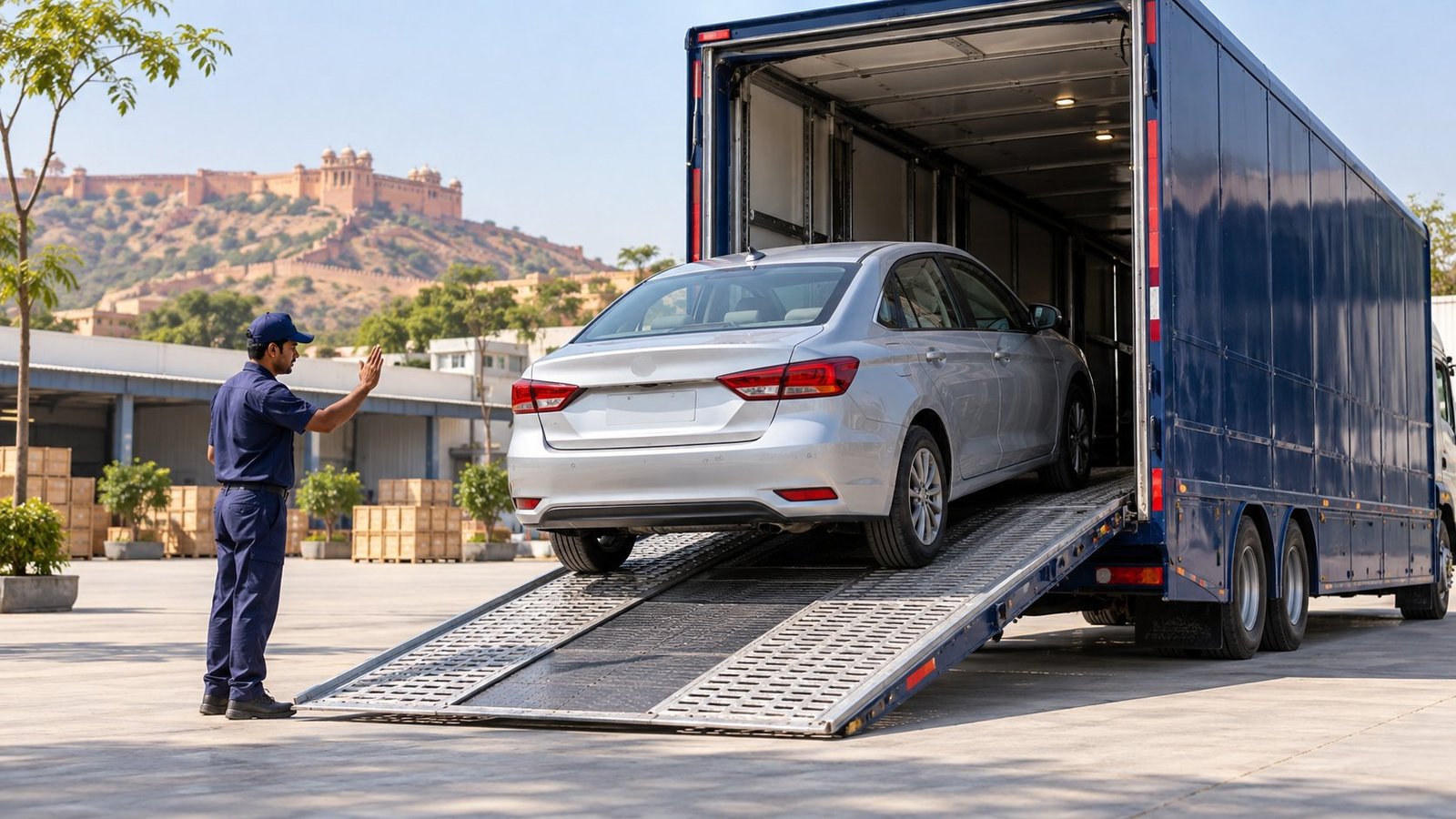 Car being loaded safely for vehicle shifting